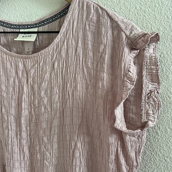 Knox Rose Crinkle Babydoll Dress Boho Neutral Feminine Preppy Coastal Classic S - Picture 4 of 7
